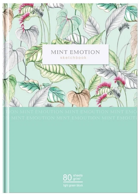 Скетчбук Mint emotion А5 80л 80г/м2 салатовый сшивка БД 9063 фото 1