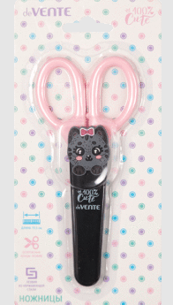 Ножницы deVente 13,5см 100% Cute Cat пластиковые, защитный футляр с каучуковым декора фото 1