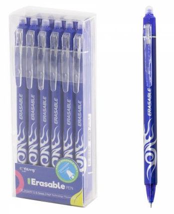 Ручка Пиши-стирай Yalong Erasable 0,5мм игольчатый автомат гелевая синяя фото 1