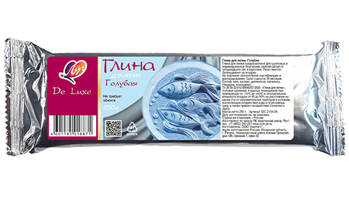 Глина Луч для лепки Люкс голубая 250г  фото 1