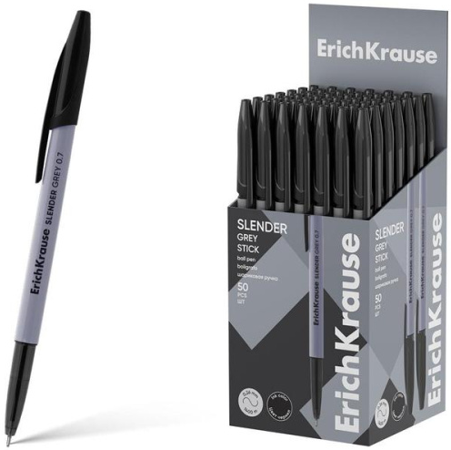Ручка шар ЕК63086 Slender Stick Grey черная 0,7мм Super Glide Technology фото 1